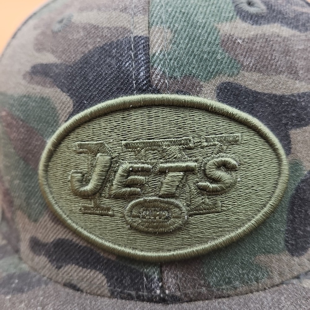 New York Jets Hat Cap Reebok Fitted Size 7 1/2 Camo Green NFL Football - Picture 3 of 8